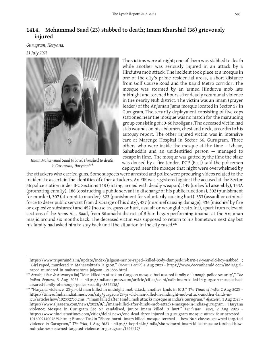 Mob Lynching In India (A Record — 2014-2024)