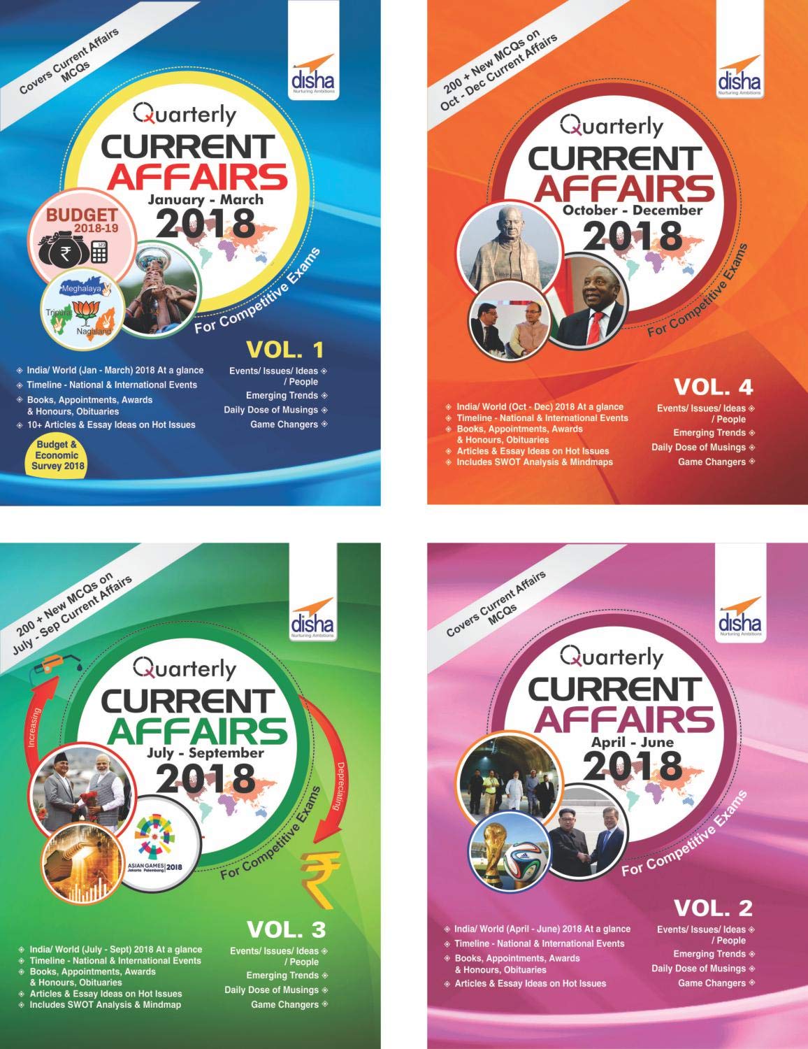 Yearly Current Affairs Pack of 4 Quarterly Issues (January to December 2018) for Competitive Exams book cover