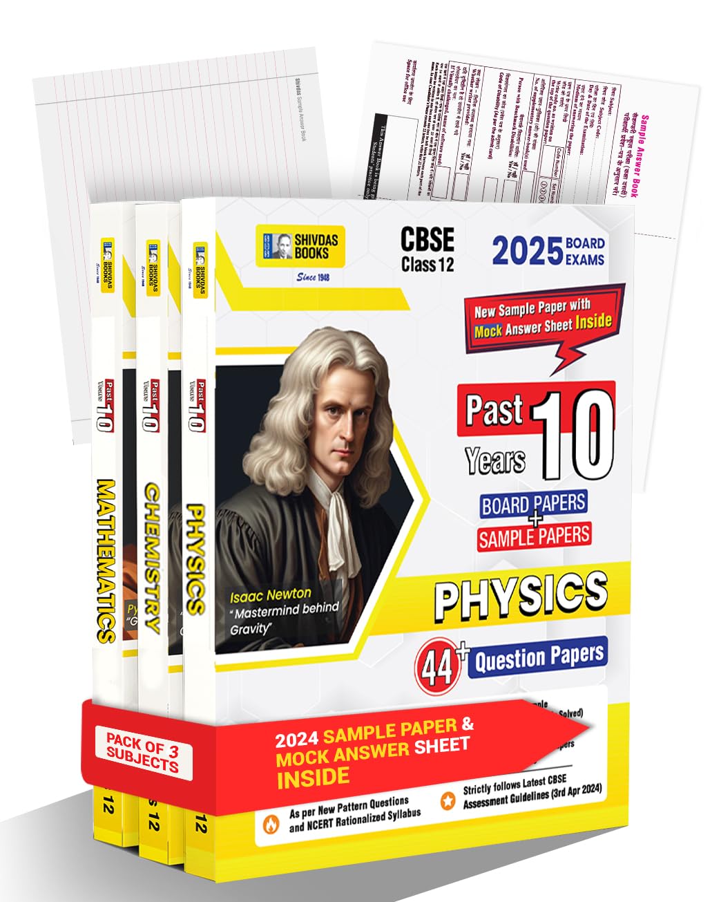 Shivdas CBSE Class 12 Question Papers (2015-2024) Fully Solved Science Stream Combo Physics,Chemistry,Mathematics & (45+) CBSE Sample Papers for 2025 Board Exams,Latest Syllabus