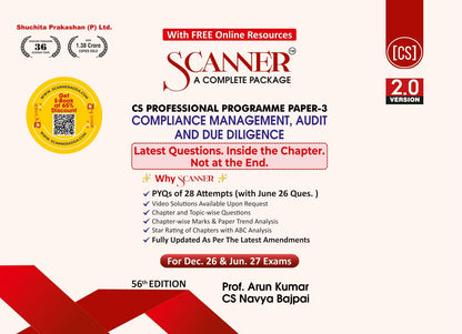 Scanner CS Professional | Paper-3: Compliance Management, Audit and Due Diligence | For Dec.26 & June 27 Exams | Solved Papers with PYQs (Included ... | Shuchita Prakashan: 1 (Scanner Series)