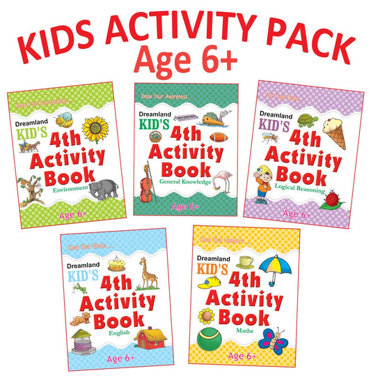 Kid's Activity Age 6+ - Pack (5 Titles - English  Maths  Environment  General Knowledge  Logical Reasoning ) by Dreamland Publications book cover