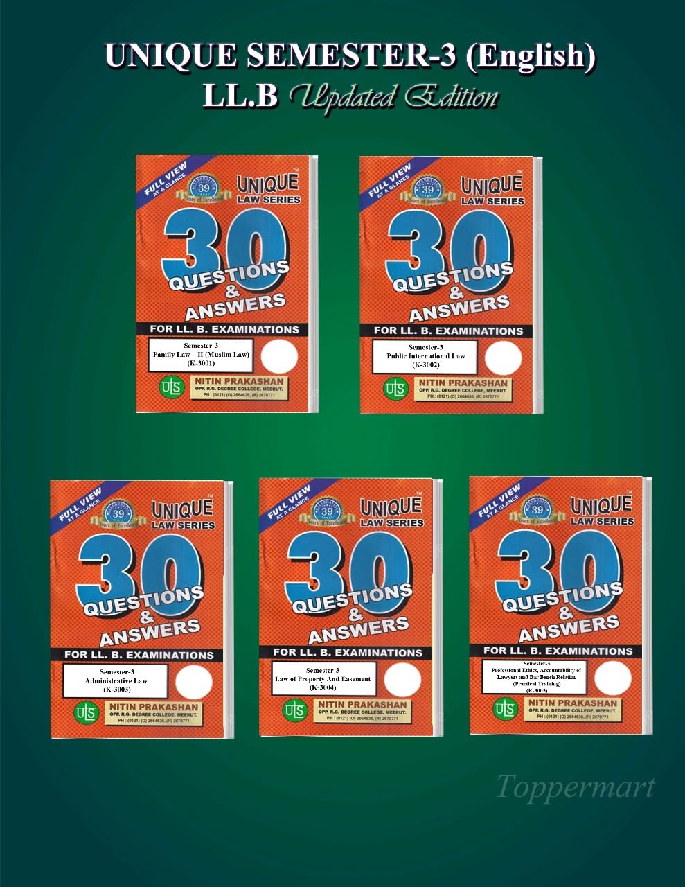 Nitin Prakashans Unique Law Series CCS University For SEMESTER-3 With 30 Questions & Answers For LLB Examination. (ENGLISH EDITION-2025-2026) K-3001 ... & Bar Bench Relation (Practical Training)