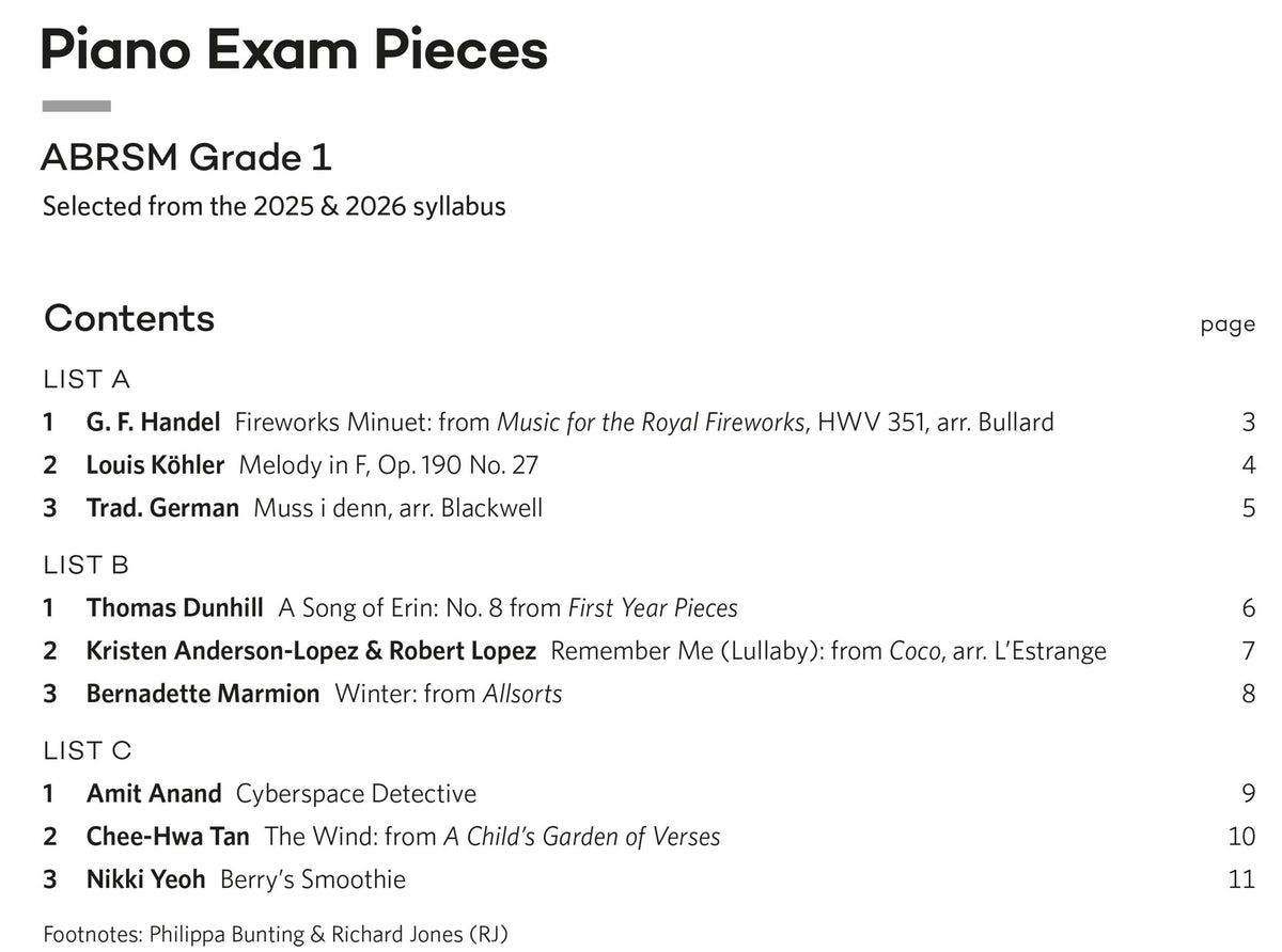 Piano Exam Pieces 2025 & 2026, ABRSM Grade 1: Selected from the 2025 & 2026 syllabus (ABRSM Exam Pieces)