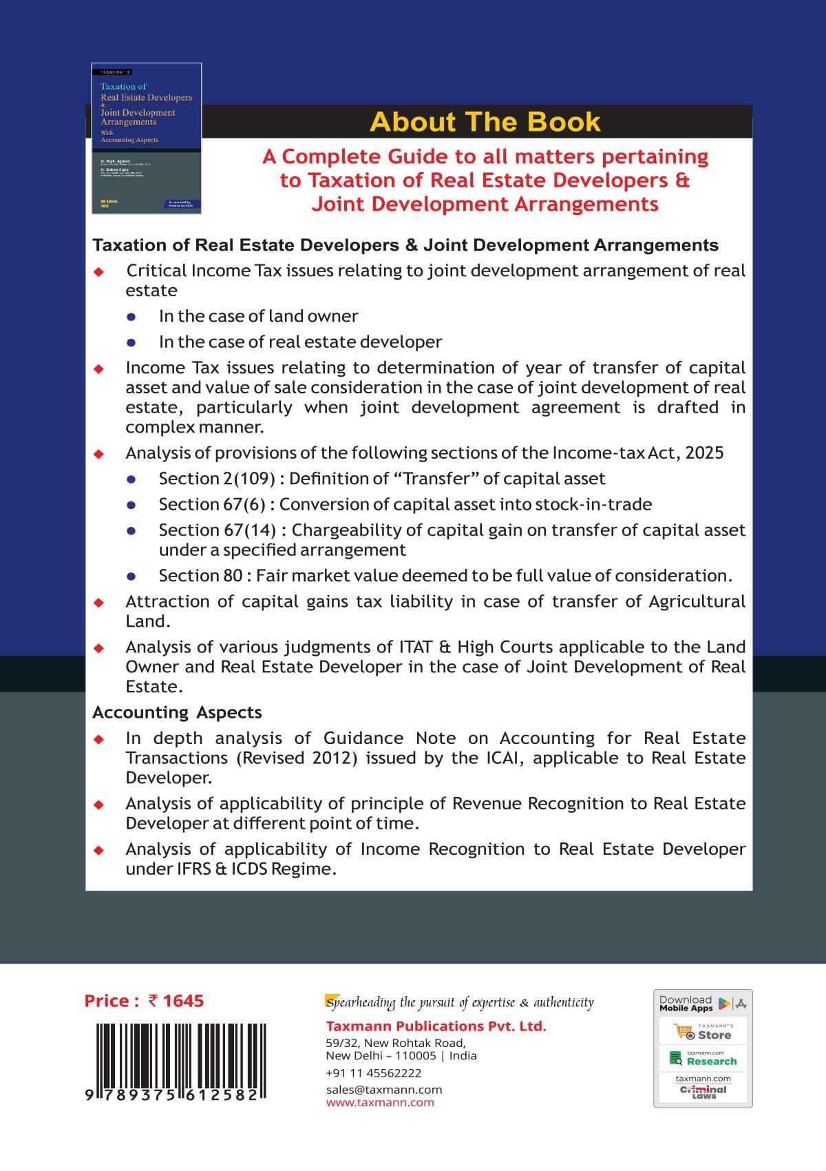 Taxmann's Taxation of Real Estate Developers & Joint Development Arrangements with Accounting Aspects [Finance Act 2026] – Covering Developer & Land Owner Tax Issues