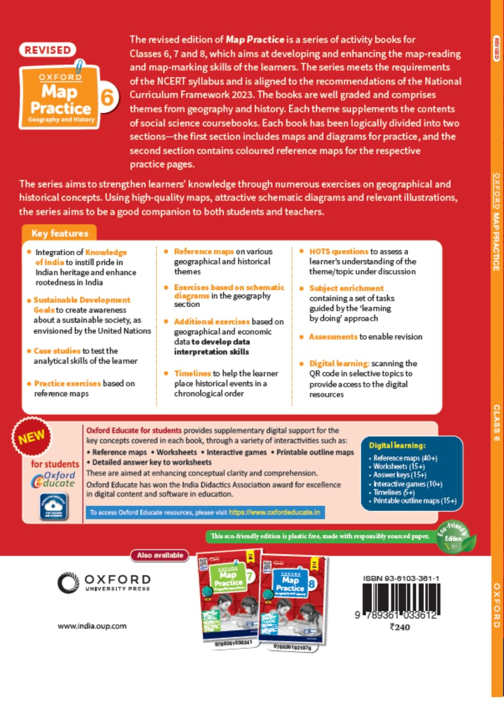 Oxford Map Practice Book 6 | Geography and History | As per NCF 2023