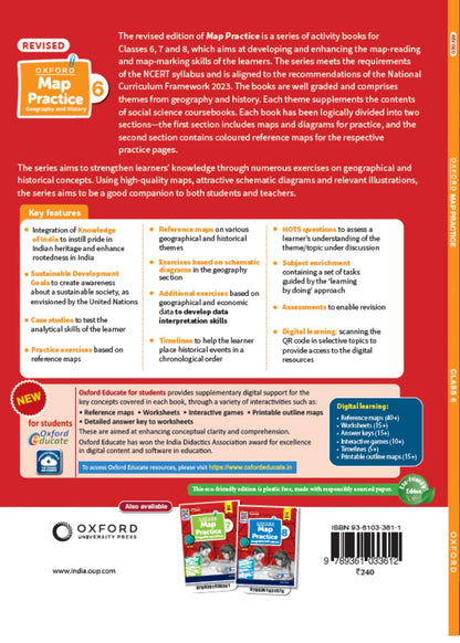 Oxford Map Practice Book 6 | Geography and History | As per NCF 2023