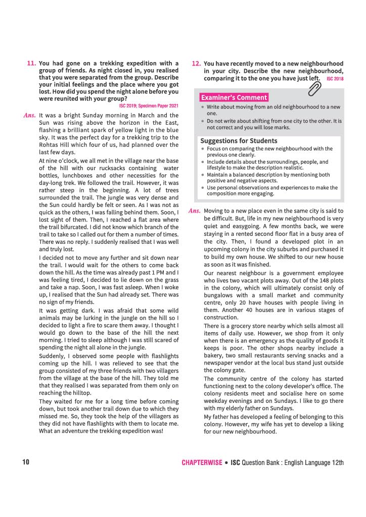 Arihant ISC Question Bank Class 12 English Language (Paper I) For Exam 2027 | 17 Years Chapterwise & Topicwise PYQs (2026-2010) with Detailed Step-by-Step Answers,Examiner's Comments & 3 Sample Papers
