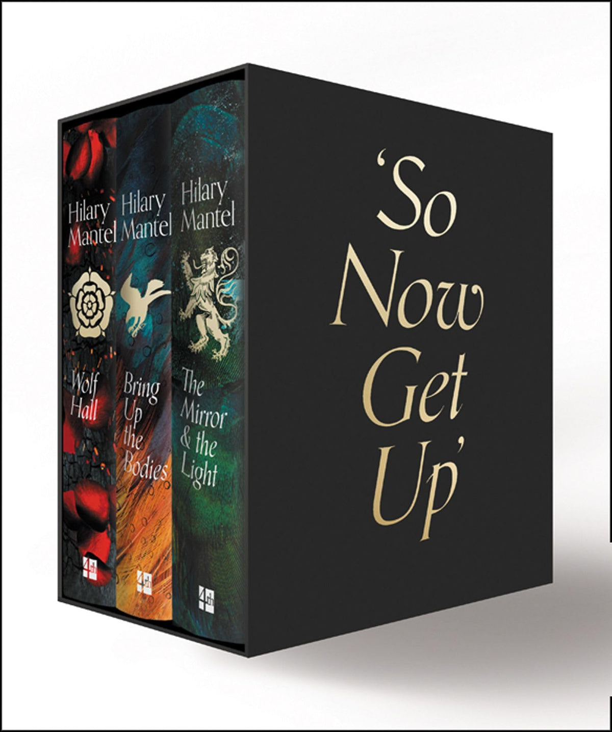 Wolf Hall, Bring Up the Bodies and The Mirror and the Light: A boxed set of hardback editions of WOL book cover