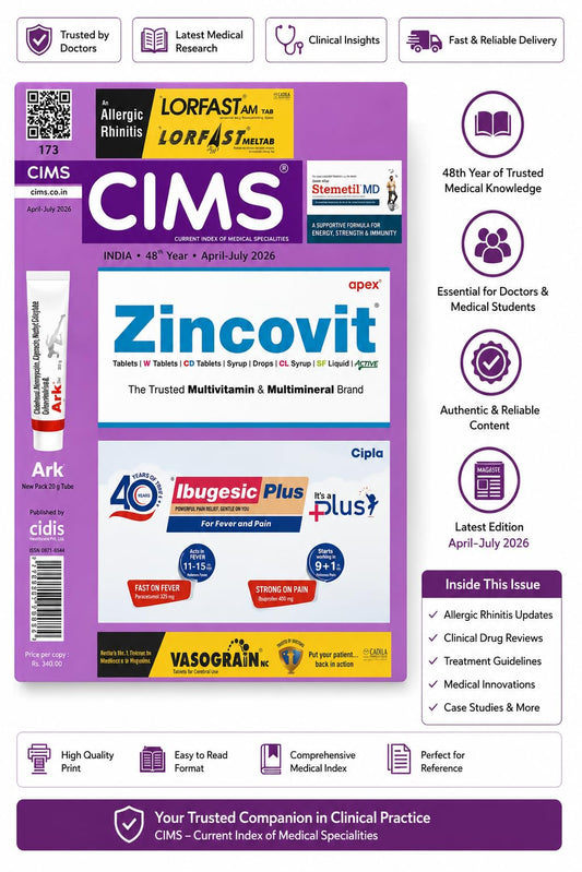 CIMS India (Current Index of Medical Specialities) (April 2026 to July 2026 Edition) | Doctors, Pharmacists & Medical Professionals Trusted Drug Reference Guide
