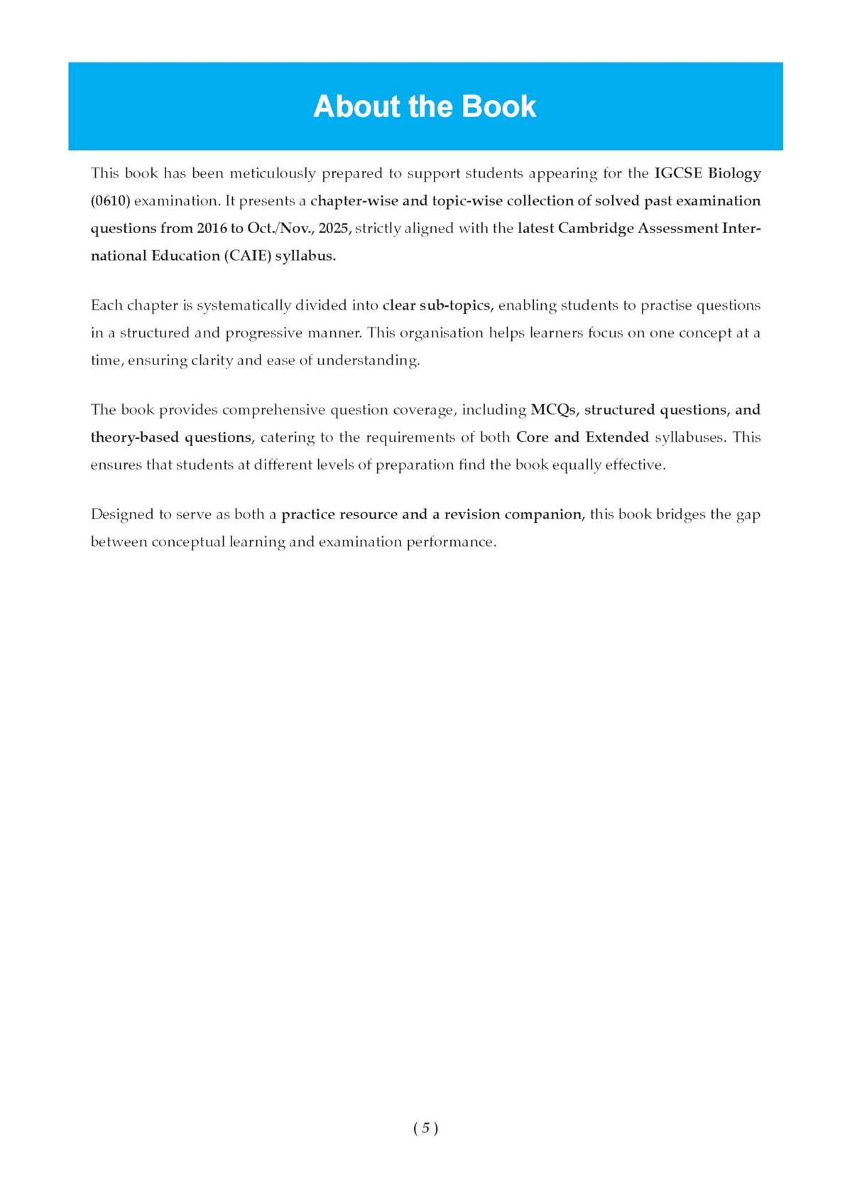 Oswaal IGCSE Biology (Papers 1,2,3,4) Core & Extended | Topical Past Solved Papers (2016-Oct.-Nov., 2025) | Aligned with Cambridge IGCSE™ Coursebook | with Oswaal AI