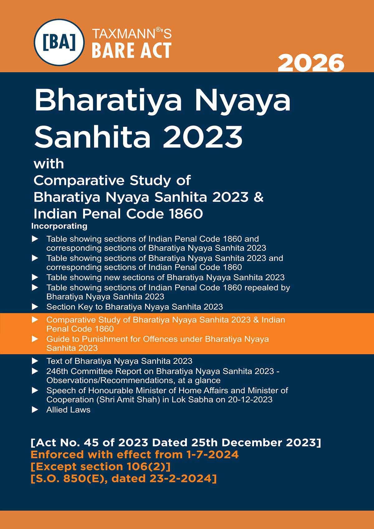 Taxmann's Bharatiya Criminal Laws – Bare Acts COMBO [BNS | BNSS | BSA] – Presenting the Complete | Updated Texts with Comparative Tools | Legislative Aids | Set of 3 Books