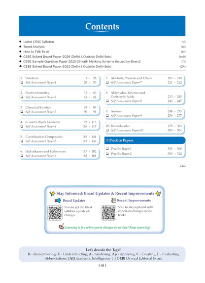 Oswaal CBSE Class 12 Chemistry Question Bank | Chapter & Topic-wise Solved Papers (2017–2026) | Based on Latest Syllabus (April 2026) | Includes 2026 Papers | For 2027 Exam