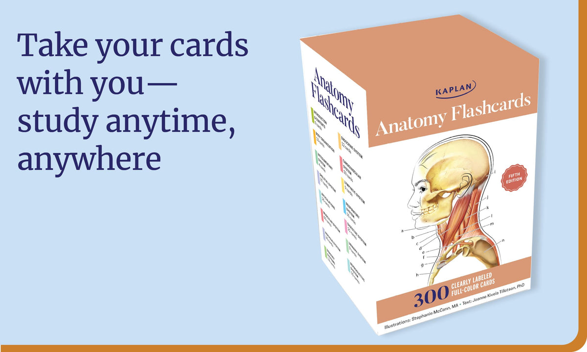 Kaplan Anatomy Flashcards: 300 Clearly Labeled Full-Color Cards