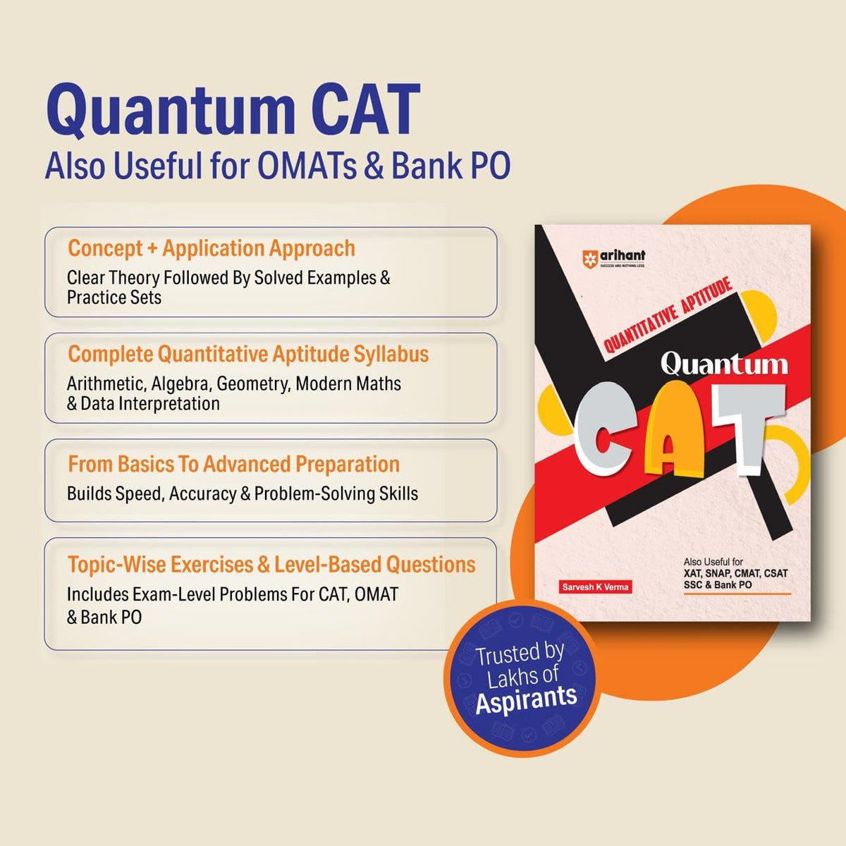 Arihant Quantum CAT Quantitative Aptitude Book | MBA Entrance Exam Preparation Guide | QA Concepts, Practice Questions & Shortcuts | Useful for CAT, ... CSAT, SSC & Bank PO | by Sarvesh K Verma