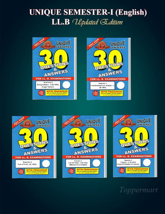 Nitin Prakashans Unique Law Series for CCS University For SEMESTER-1 With 30 Questions & Answers For LLB Examination. (ENGLISH) EDITION-2025-2026) ... (K-1004), CONTRACT-1 (K-1005)