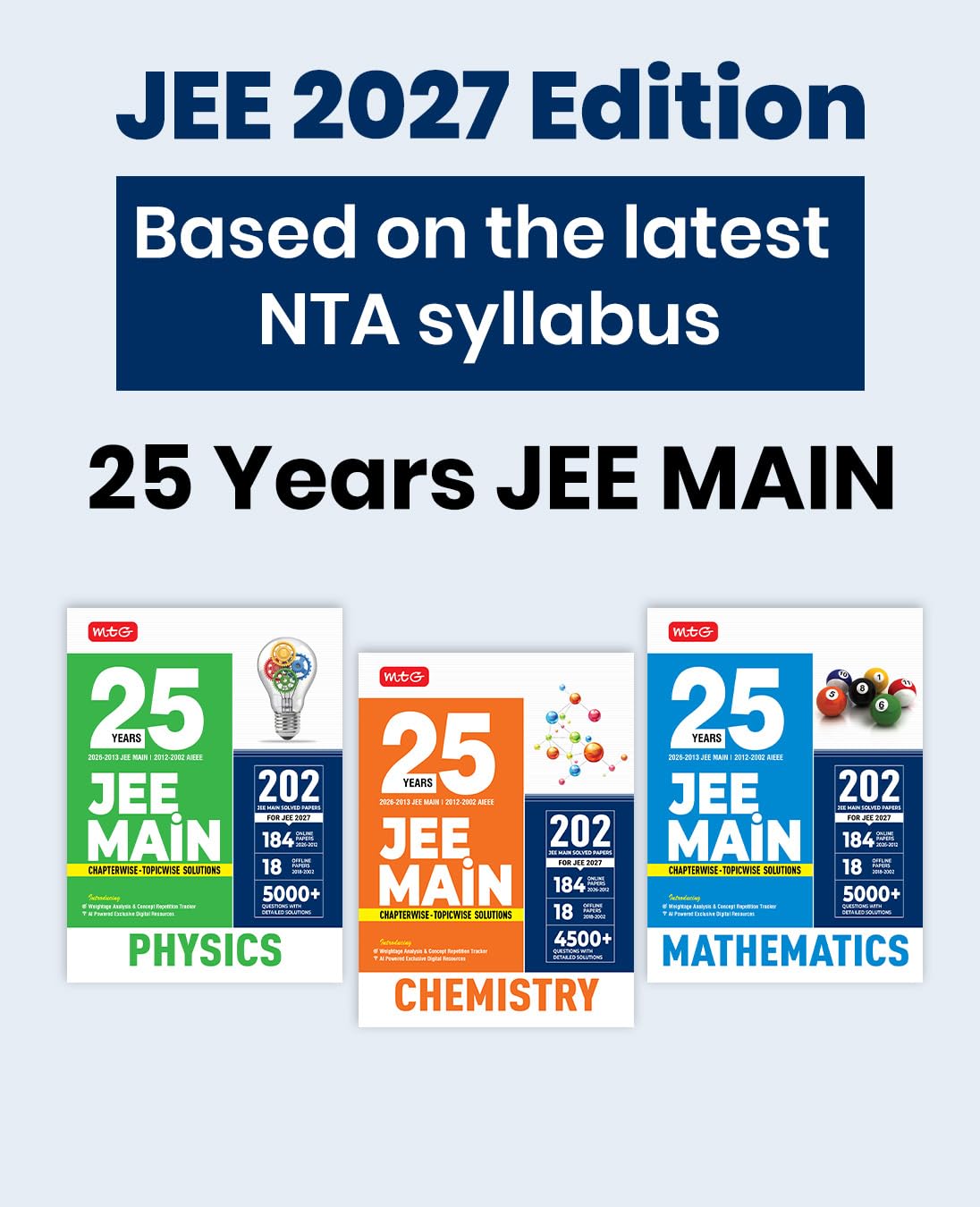 MTG 25 Years (2026-2002) JEE MAIN PYQ Book | 202 Chapter-wise & Topic-wise Previous Years Solved Papers Chemistry For 2027 Exam | Based on New ... Analysis & Concept Repetition Tracker