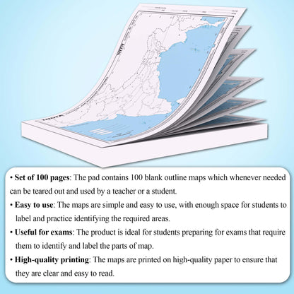 SMALL - 100 INDIA POLITICAL OUTLINE MAP FOR SCHOOL | 100 Tear-Out Sheets for Mapping and Charting Practice