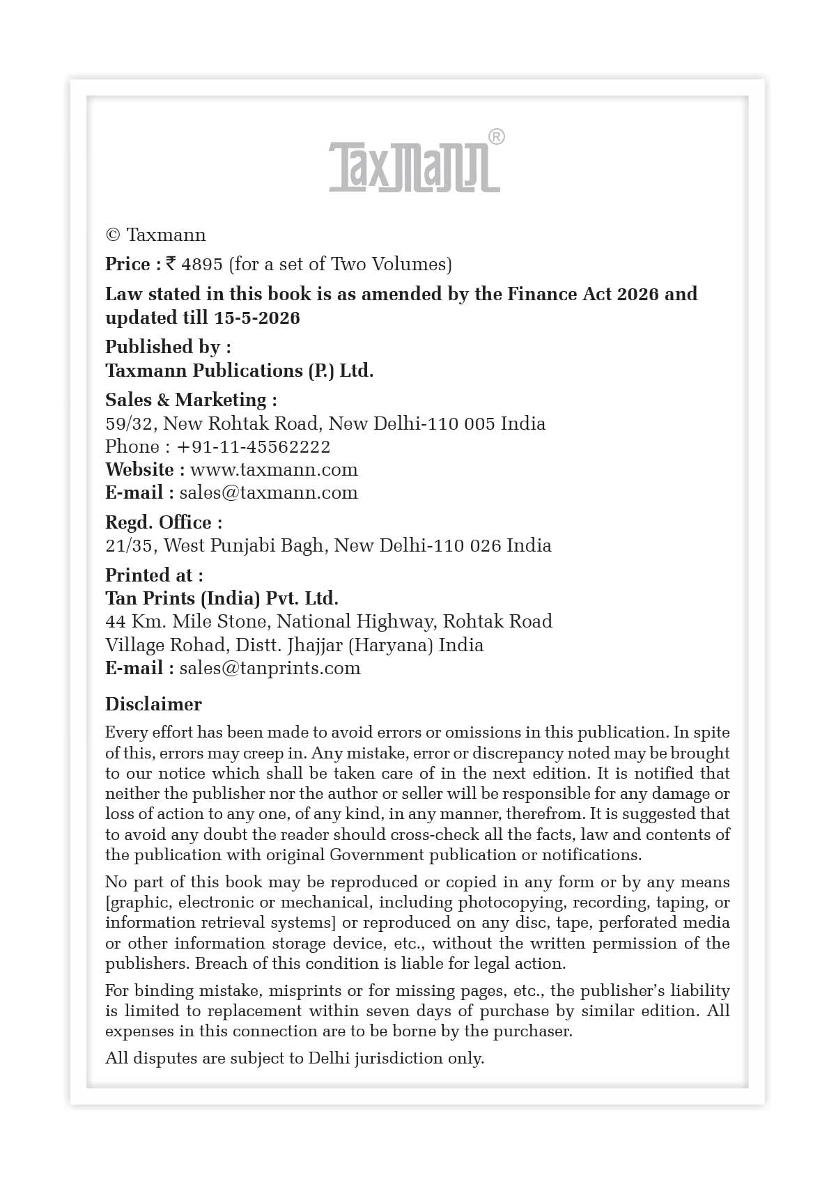 Taxmann's GST Manual with GST Law Guide & Digest of Landmark Rulings [Finance Act 2026] – Flagship Two-Volume GST Reference—Uniquely Annotating Each Section of the CGST | IGST | UTGST Acts