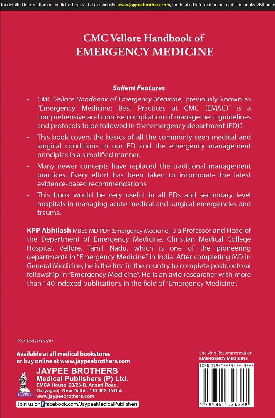 CMC Vellore Handbook of Emergency Medicine, 3/E for PG Medical Students, Intensivists and Emergency Physicians | Complete ED Protocols with Trauma, Toxicology and Procedures | Critical Care