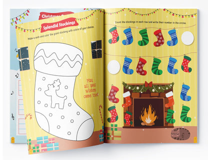 Festive Fun | Christmas Activity Book With Stickers Games, Coloring, Puzzles & 100+ Stickers | Ages 4–8 | Celebrate The Holidays With Joy & Learning