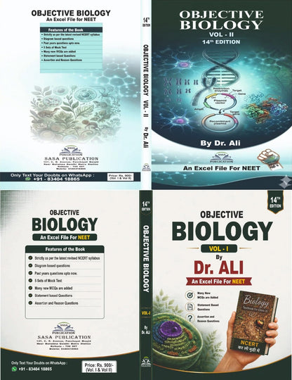 Dr. Ali - Objective Biology for NEET - Vol 1 and 2 - Combo Set of 2 Books - An Excel File for NEET - New Latest 14th/Ed. Reveised & Updated as per New NCERTs - for 2027 Exams