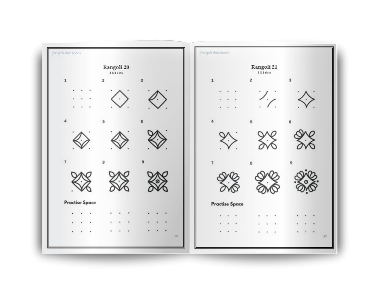 Mindful Rangoli Art Vol. 1: 50 Step-by-Step Rangoli and Muggulu Designs with 3 and 4 Dots | For Mindfulness | Creativity | Stress Relief (Mindful Art Therapy)