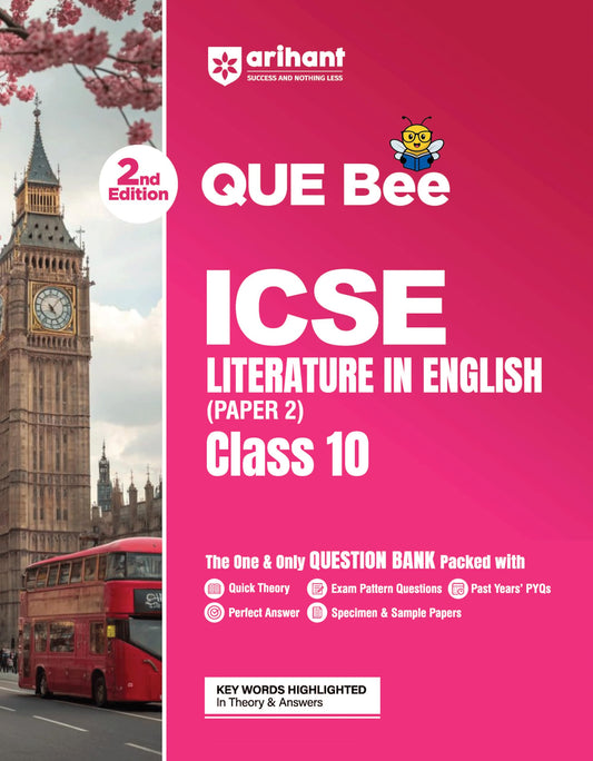 Arihant ICSE Literature in English (Paper 2)) Class 10 Exam 2026-27 | Quick Theory, Exam Pattern Questions & Sample Papers | As per Latest ICSE Syllabus | Que Bee 2nd Edition 2027