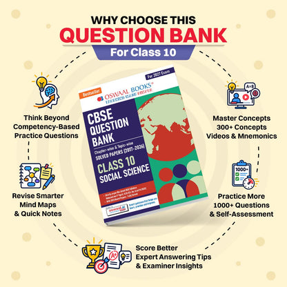 Oswaal CBSE Class 10 Social Science Question Bank | Chapter & Topic-wise Solved Papers (2017–2026) | Based on Latest Syllabus (April 2026) | Includes 2026 Papers | For 2027 Exam