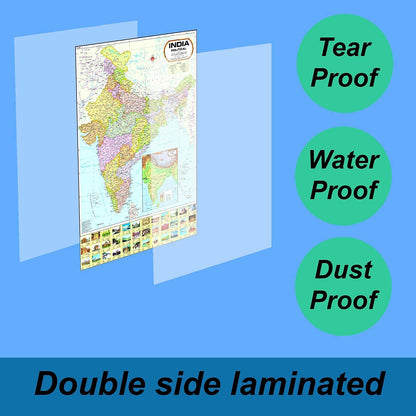 India & World Map ( Both Political & Physical ) with Constitution of India Chart | LAMINATED | SET OF 5 | Useful for UPSC, SSC, IES and other competitive exams