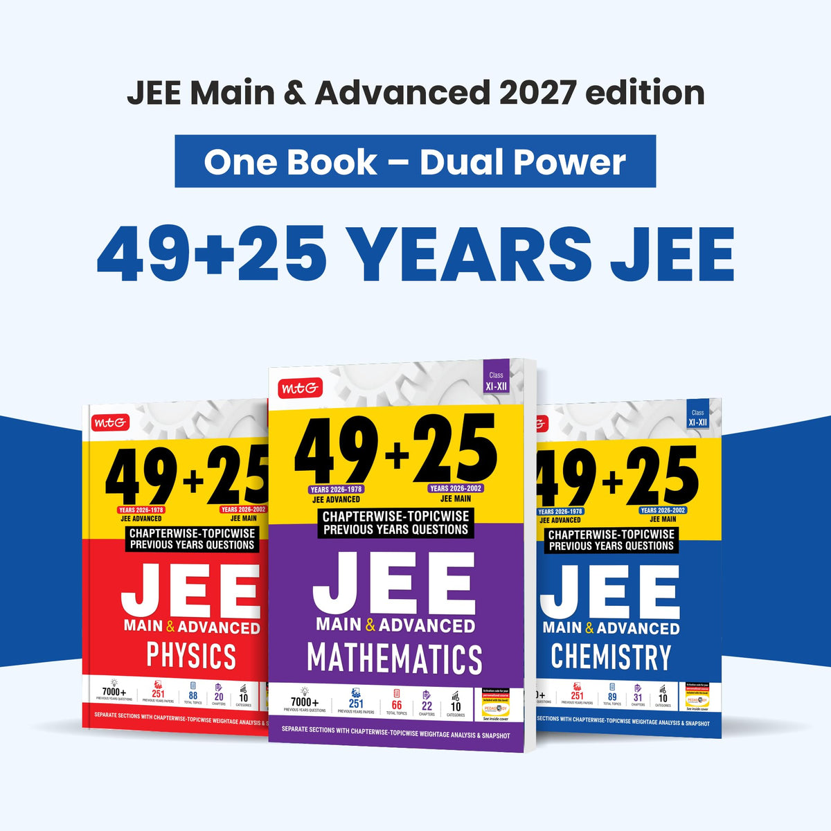 MTG 49 + 25 Years (2026-2002) JEE Main and Advanced (2026-1978) PYQ Book Chemistry | Chapter-wise Topic-wise Solved Papers with Free Smart Book For 2027 Exam