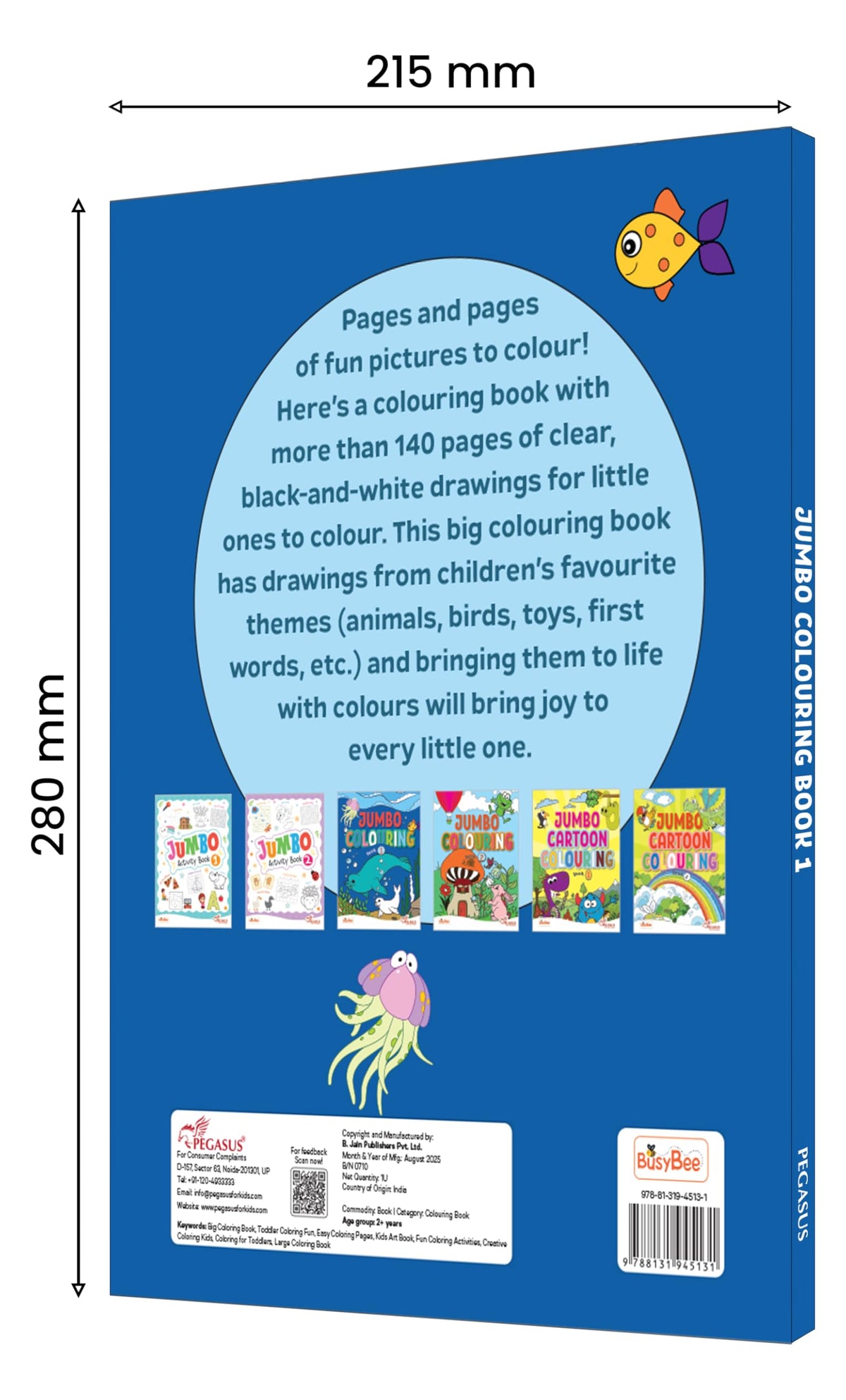 Jumbo Colouring Book 1 - Mega Colouring Book for 3 to 5 Years Old Kids