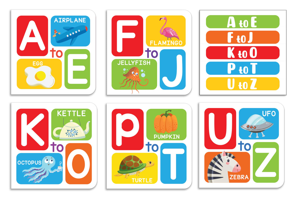 My First A To Z – Boxed Set Of 5 Mini Board Books | Learn The Alphabet From A To Z With Bright Pictures & Fun Learning | Includes A–E, F–J, K–O, P–T, ... Toddlers & Preschoolers | Ages 0–5 Years
