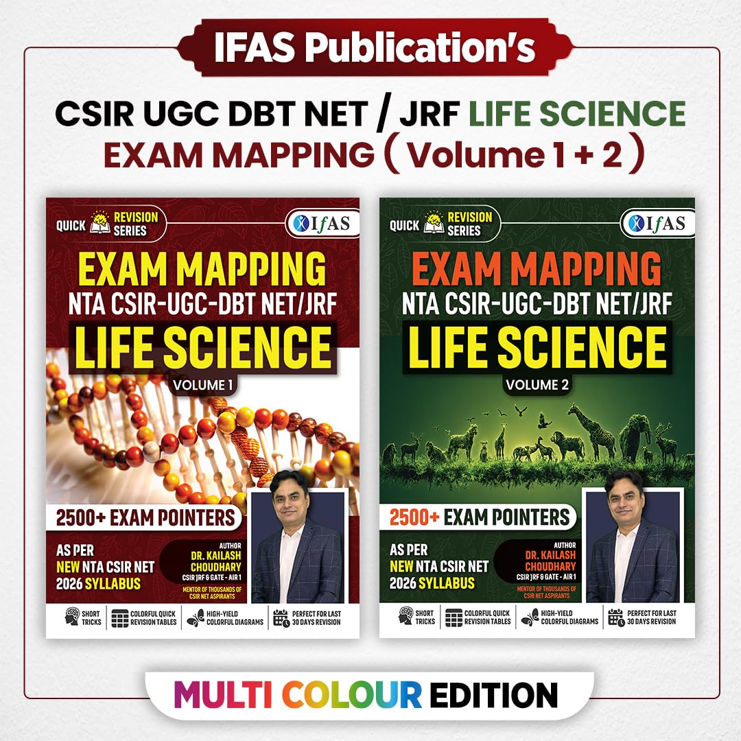 CSIR NET Life Science Books | Exam Mapping Book (Vol 1 & 2) with 5000+ Exam Pointers & Latest Syllabus | Quick Revision Theory for NTA CSIR UGC NET/JRF, GATE & DBT Exams | Colourful Edition | IFAS