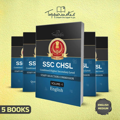SSC CHSL Staff Selection Commission Combined Higher Secondary Level Exam Notes for Maths, English, General Studies & Reasoning Set of 5 Books in English, ToppersNotes Latest Edition