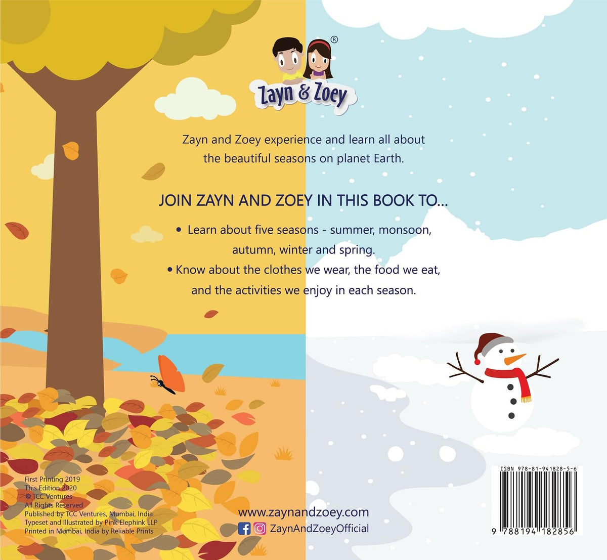 Seasons with Zayn & Zoey - Educational Picture Book for Kids Ages 2-8 - Spring Summer Autumn Winter Weather Nature Story Book Children Learning