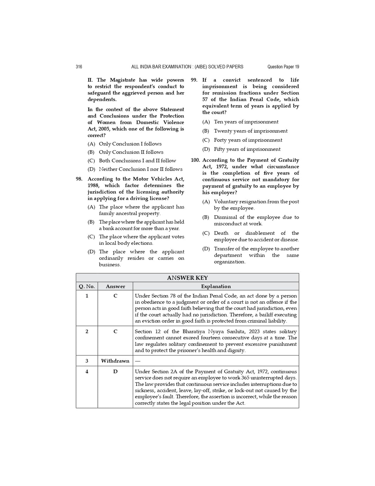 Lawmann's AIBE Solved Papers | Answer Keys with Explanations | 19 Previous Year Papers (2011—2025) | Edition 2026