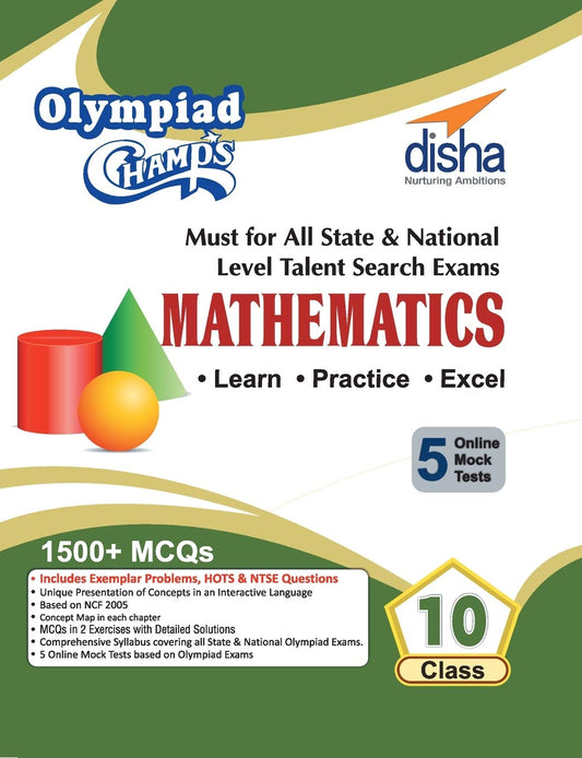 Olympiad Champs Mathematics Class 10 with 5 Mock Online Olympiad Tests by Disha Experts book cover