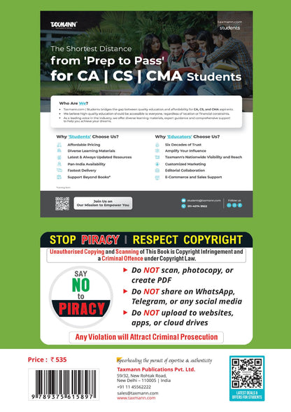 Taxmann's CRACKER for Financial Accounting (Paper 6 | FA) – Pairing a Decade of Previously Asked Questions with Solutions & Data-led Tools for CMA Intermediate | Dec. 2026/June 2027 Exams