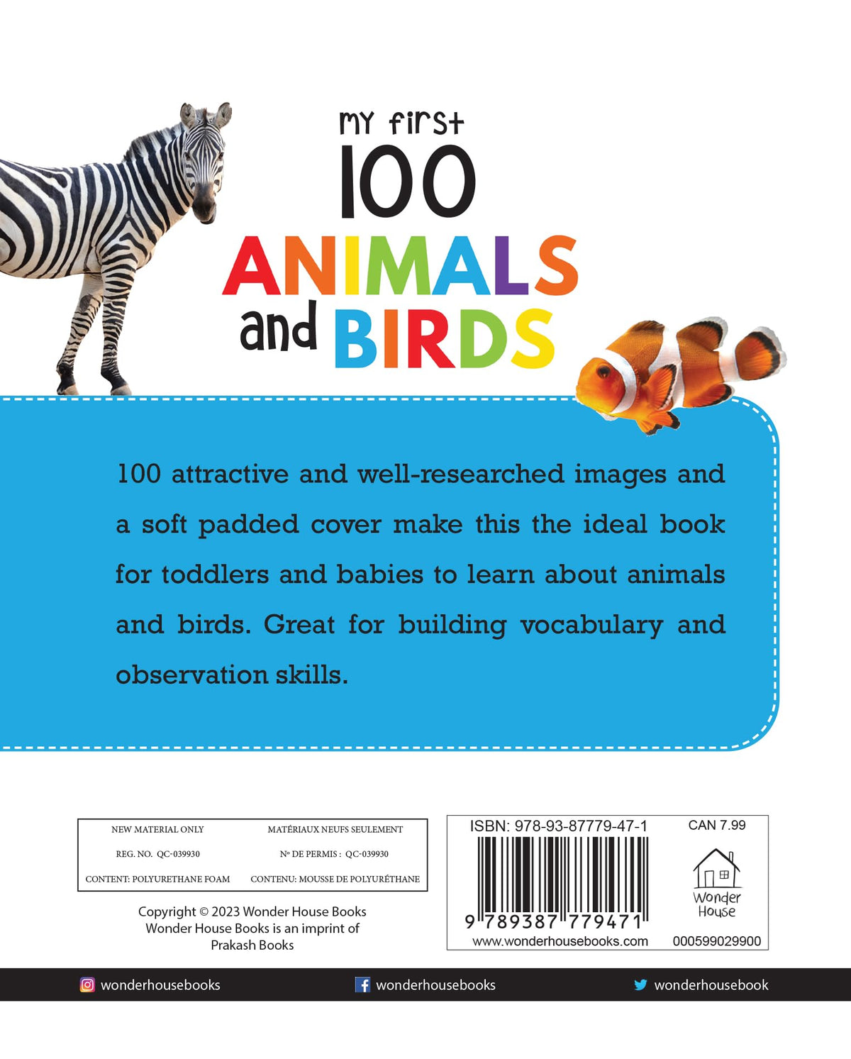 My First 100 Animals And Birds | Ages 0–5 Years | Early Learning | Padded Board Book For Kids | Wild Animals | Farm Animals | Pets | Vocabulary Building | Toddlers & Preschoolers | Latest Edition