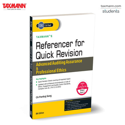 Taxmann's Referencer for Quick Revision | Advanced Auditing Assurance & Professional Ethics (Paper 3 | Audit) – 135+ Charts for Syllabus Recall in 15 Hours for CA-Final | Jan./May/Sept. 2026 Exams