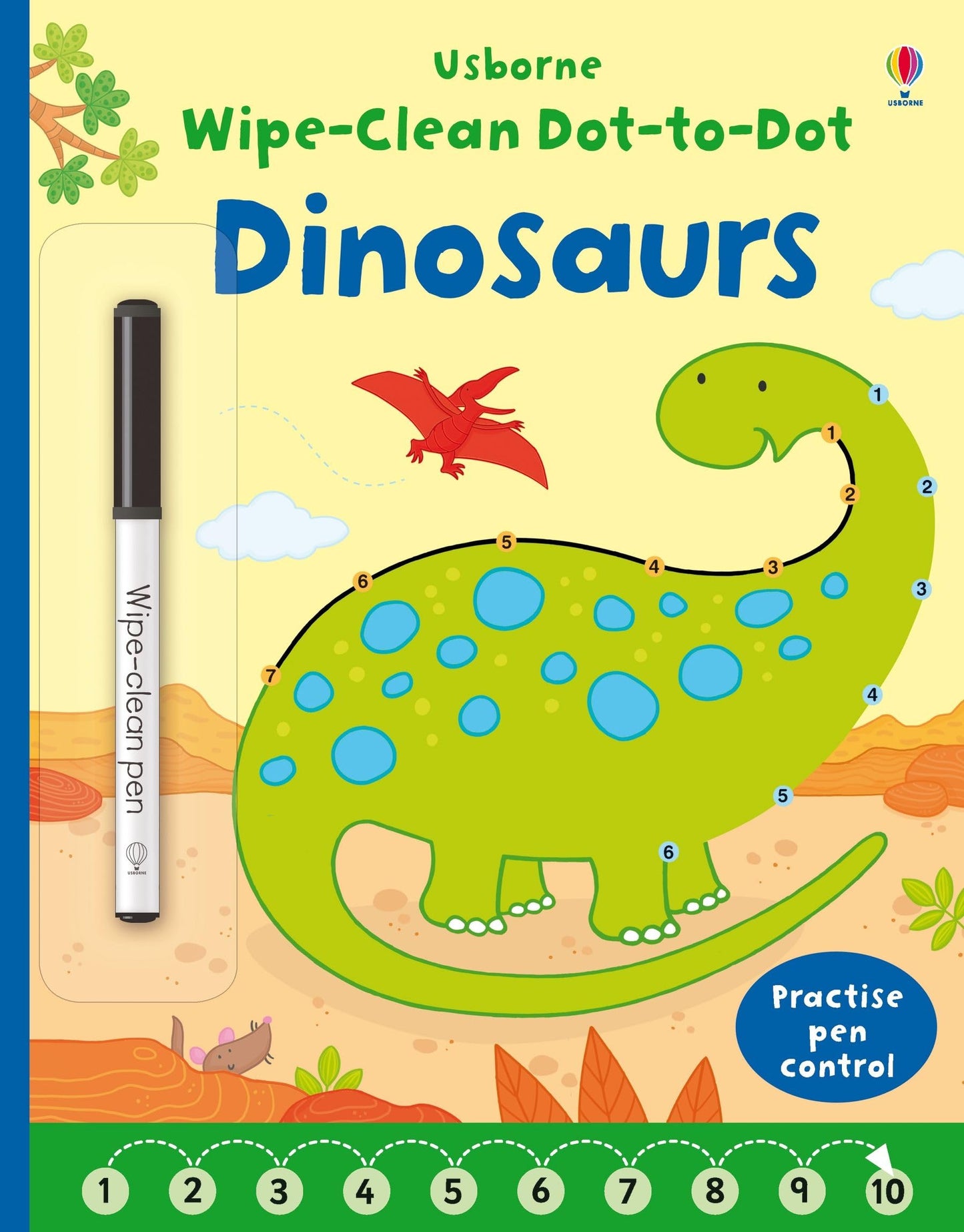 WIPE-CLEAN DOT-TO-DOT DINOSAURS book cover
