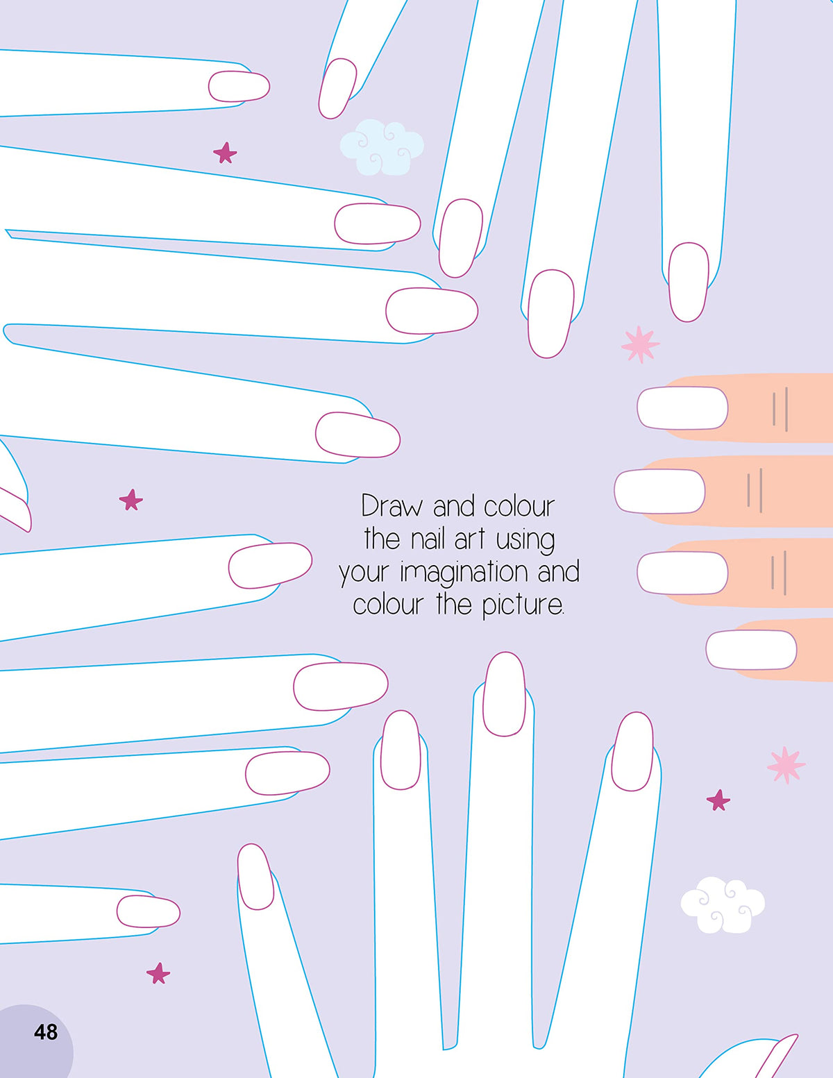 Nail Art and Hair Style Colouring and Sticker Activity Book for Kids Age 3 -6 years- Create and Colour Your Own Nail Art with 100+ Glitter Stickers
