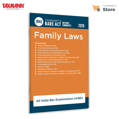 Taxmann's Family Laws [Bare Act without Comments | AIBE] – Twelve Acts and the Muslim Women Rules in One Volume for AIBE-XXII | Amended to the Mussalman Wakf (Repeal) Act 2025 | Rapid Look-ups