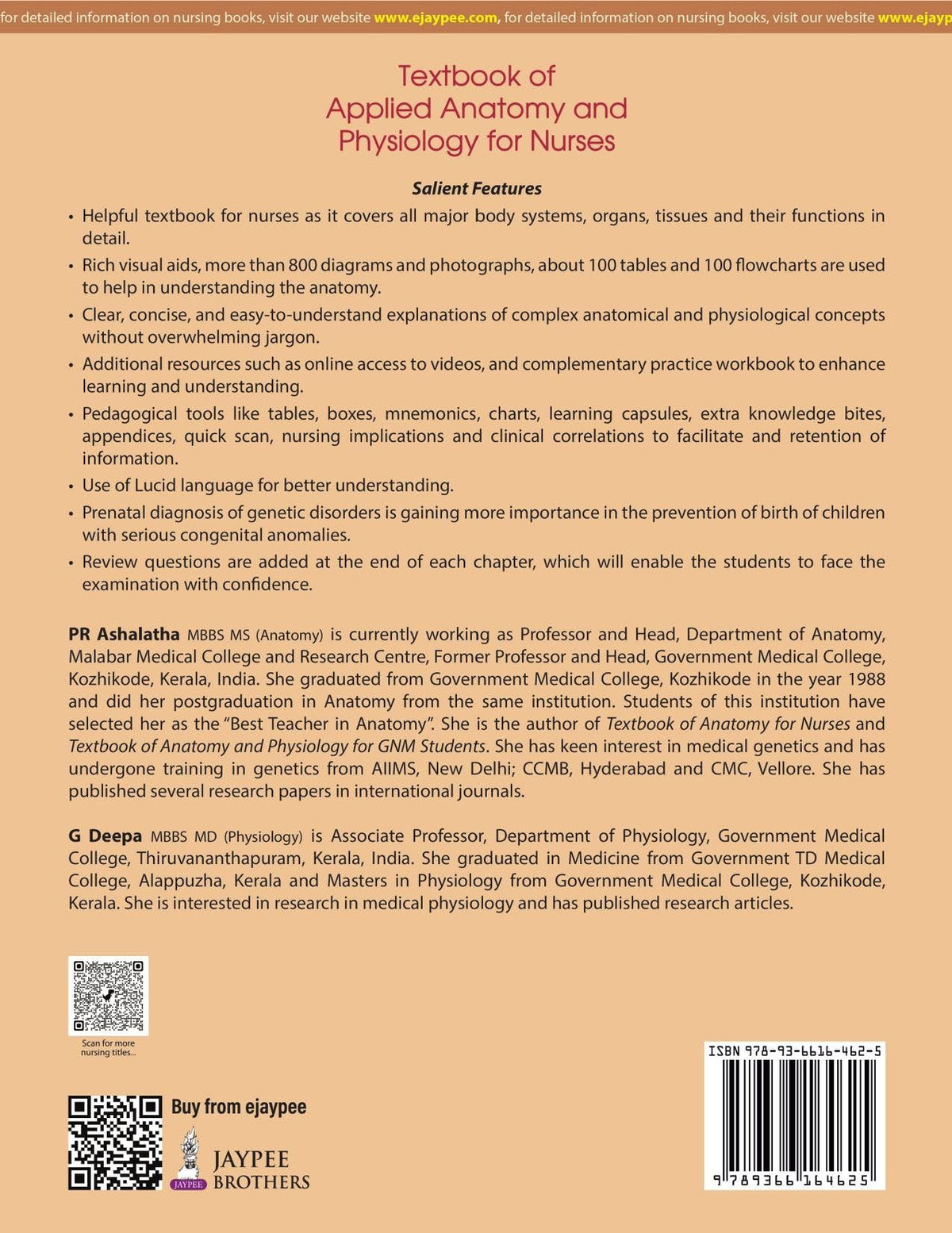 Textbook of Applied Anatomy and Physiology for Nurses, 8/E for BSc Nursing 1st Semester & GNM Students | As per Revised INC Syllabus | With Complimentary Practice Workbook and One Stop Exam Resource