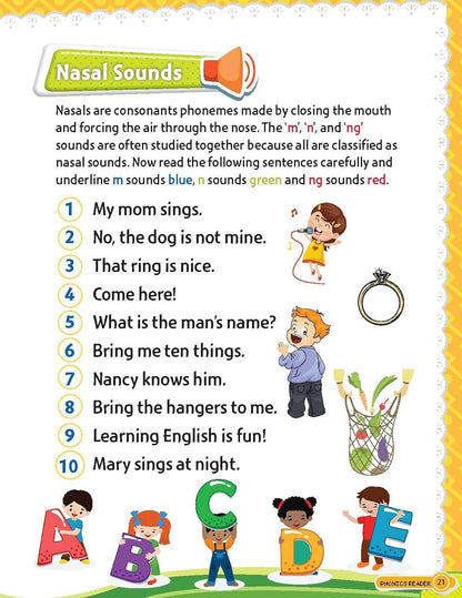 Phonics Reader 5 Books Pack for Children Age 3 -10 Years -Alphabet Sounds, A to Z, Short and Long Vowel Sounds, Word Families Short and Long Vowel Sounds, Blends and Combination Sounds, Tricky Words