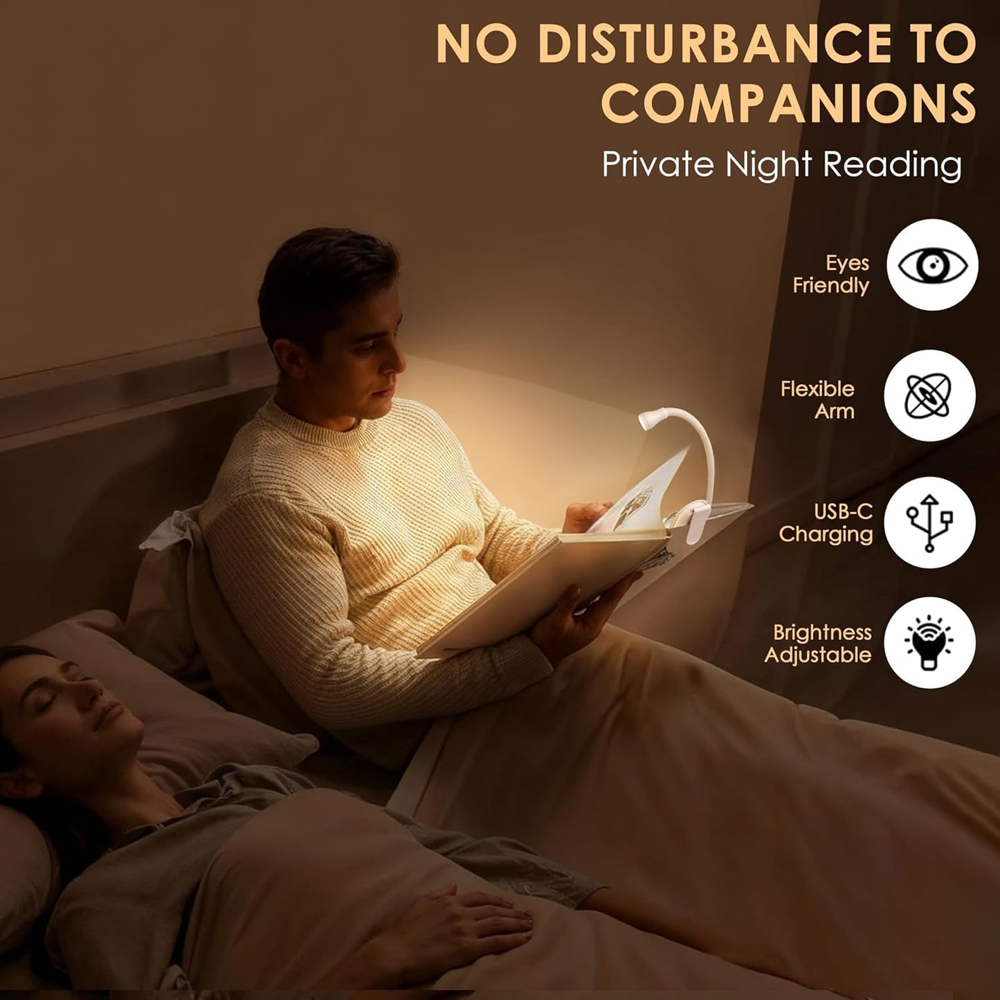Clip-On LED Book Reading Lamp – 3 Modes, Eye-Caring, Portable (White)