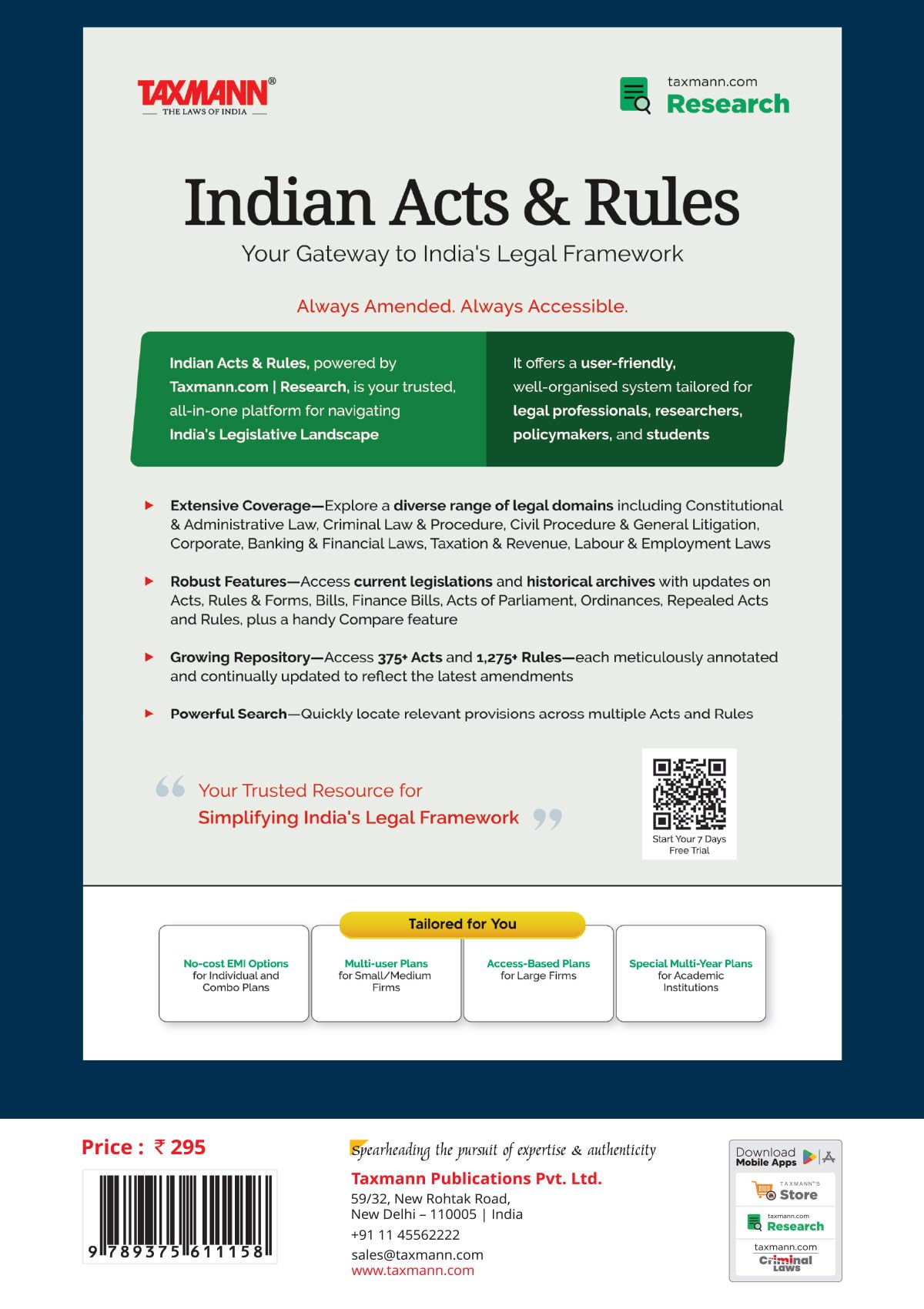 Taxmann's Trade Marks Act 1999 with Rules [Bare Act with Section Notes] – Authoritative Edition Presenting the Statutory Text with Section-wise Notes | Rules | International Registration Provisions