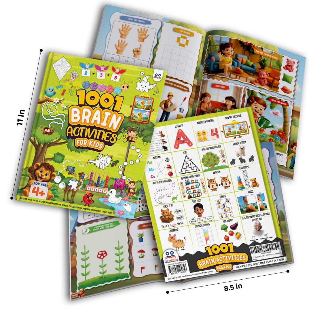 Activity Book for 4 Year Old | Best Selling 1001 Brain Booster Books for 4+ Year Old Children | Kids Activity Book - Puzzles, Mazes, Colouring, Dot-To-Dot, Matching, Seek & Find, Spot the Difference