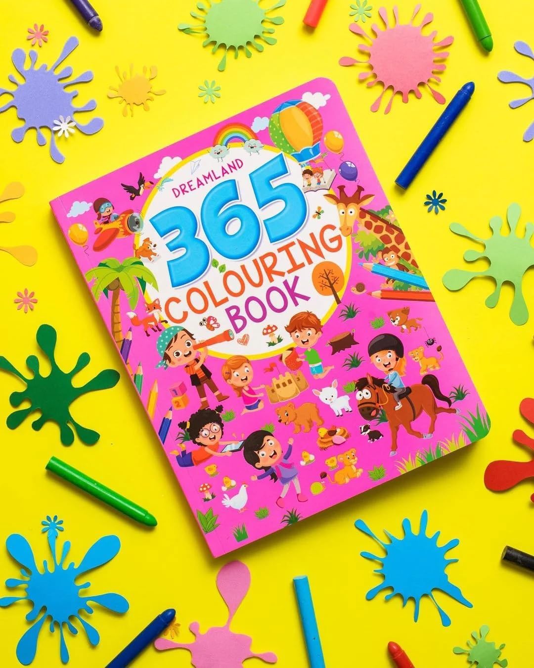 365 Colouring Book for Kids Age 2-8 – Fun Drawing, Painting & Creative Art Book with Animals, Vehicles, Plants, Clowns & More | Thick Lines, Child-Friendly, 368 Pages, Boosts Creativity, Concentration, Colour Awareness & Hand-Eye Coordination