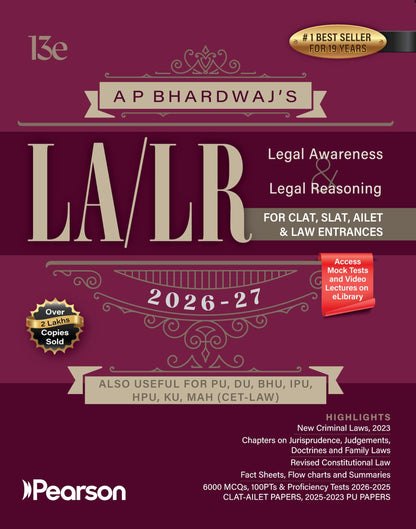 Pearson Complete CLAT Manual + 16 Solved Papers CLAT & AILET 2019–2026 + Legal Awareness & Reasoning + Legal Aptitude Workbook 2026–27 | For CLAT, ... Law Entrances | PYQs, 6000+ MCQs & Mock Tests